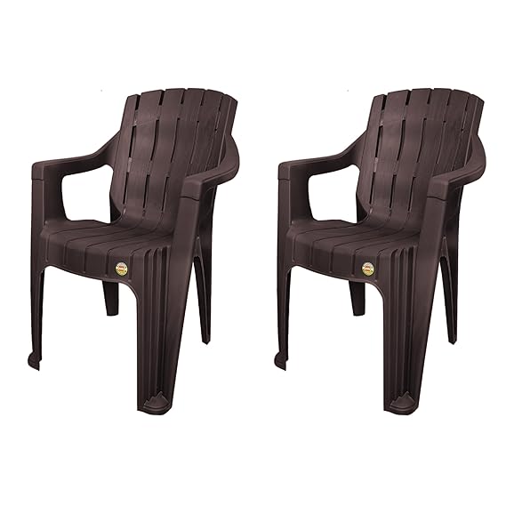 Cello Hercules Chair Set of 2, Matte Brown | Unbreakable, Durable & Strong |Blended PP Material, Easy to Clean |Plastic Chair for Living Room, Home & Office | 3 Years Warranty - Manufacturing Defects