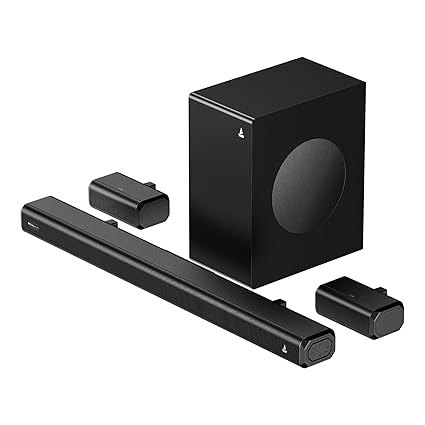 Boat Aavante Prime 5.1 5000D, Cinematic Dolby Audio, 500W Signature Sound, 5.1-CH, Multiple Ports, EQ Modes & Remote, Bluetooth Sound bar, Home Theatre Soundbar Speaker (Premium Black)