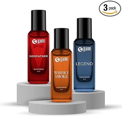 Beardo Classic Power Pack- GodFather,Whisky Smoke & Legend Perfume for Men (20ml x 3) | Long Lasting Fragrance | Long Lasting Perfume for Men | Gift for Men | Gift for Friend