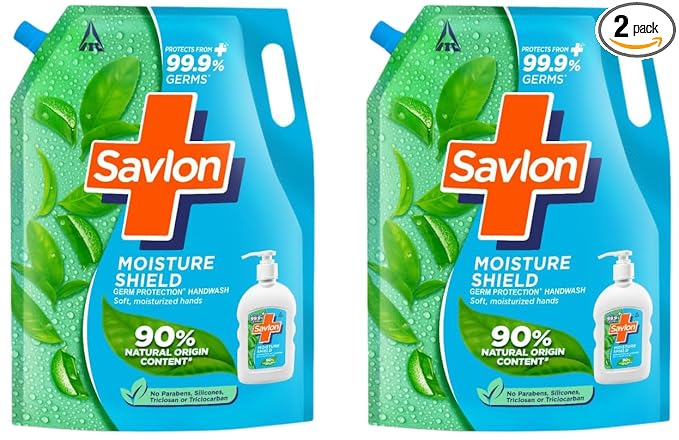 Savlon Moisture Shield Germ Protection Liquid Handwash Refill Pouch, 1500ml (Pack of 2)