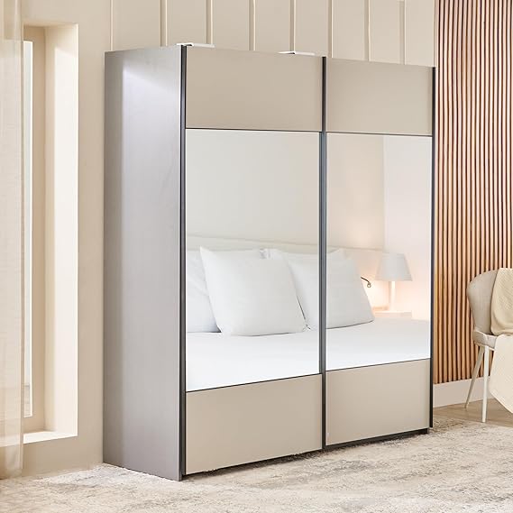 Home Centre | Tiffany | Engineered Wood | 2 Door Sliding Wardrobes | Grey | 1 Year Warranty