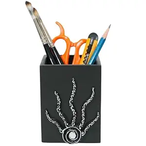 Decorative Embossed Design Pencil and Pen Stand | Desk Organizer for Stationery Storage | Suitable for Office Desk, Study Table, Home and Workspace Use (Design 4)