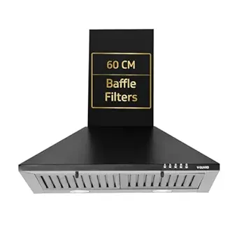 V-Guard M10 Pro 60 cm Chimney for Kitchen | 900 m³/h High Suction Capacity | Push-Button Controls | Baffle Filter | Free Cleaning Contract
