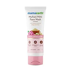 Mamaearth Multani Mitti Face Wash with Multani Mitti & Bulgarian Rose For Oil Control & Acne | Suits All Skin Types | Hydrating & Gentle | Paraben-Free | No Silicones | Sulphate-Free | For Men & Women | 100 ml