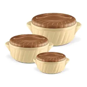 MILTON Flora Jr Set Insulated Inner Steel Casserole for Roti, 3 Pc (455ml,750ml & 1.25L) Hot Box for Kitchen, Hot Pot with Lid, Chapati Box, Serving Box, Silky Cream