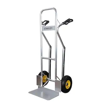 STANLEY SXWT-HT525 Aluminium Handtruck with 200kg Load Capacity, 10"(260mm) PU Wheels, Ergonomic Handle, Lightweight, Built-in Rear Guides for Easier Handling on Stairways, Dimensions: 48x51x118 cm