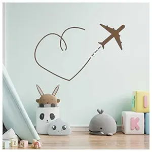 Kayra Decor Heart Design Airplane Dash Route Wall Stencil for Art and Craft - Size 16 Inch x 24 inch.
