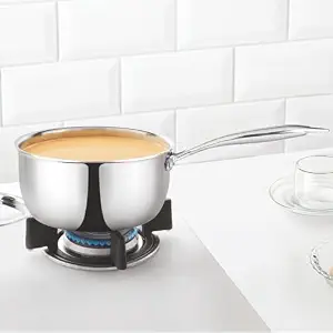 Borosil Cookfresh Tri-ply Stainless Steel Saucepan with Steel Handle | Gas, Induction Compatible | Even Heat Distribution | SS304 Food Grade Steel | Dishawasher Safe | 5 Year Warranty (3.1 L)