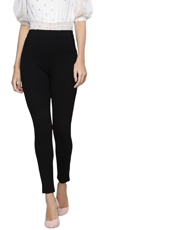 SASSAFRAS Black Back Zipper High Waist Jeggings