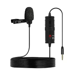 amazon basics Metal Condenser Microphone with 6m Cable | Compatible with Smartphones, Cameras, PCs, and Laptops | Built-in Noise Reduction (Black)