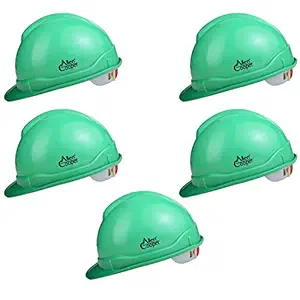 Allen Cooper Indsutrial Safety Helmet SH-721, Plastic Cradle with Ratchet Adjustable Headband - Green (Pack of 5)