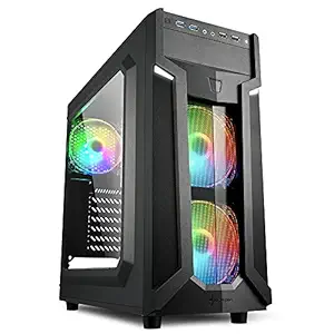 Sharkoon VG6-W RGB Mid Tower PC Computer Case I Support Mini-ITX, Micro-ATX, ATX Motherboard I Acrylic Side Panel with 3 x 120 mm Addressable RGB LED Fan (pre-Installed) - Black