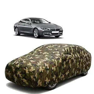 Sulfar 100% Waterproof Car Body Cover Compatible with Mirror for BMW 640D with Long Lasting Durable Material (Triple Stitched, Full Bottom Elastic, Camouflage Army)