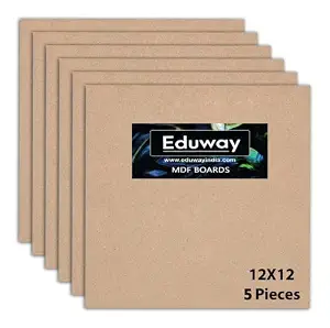 Eduway 12x12 Inch MDF Board Wood Sheet for Mandala, Lippan, Resin Art & Craft, 4mm Thick, Pack of 5 - Premium Cardboard Material for Artists, Art and Craft Students - Hard Cutout in Small and Large Sizes (30x30 cms)