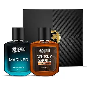 Beardo Whisky Smoke Bourbon Perfume 50ml & Mariner Perfume 50ml Combo | Long Lasting Perfume For Men | Oriental, Woody, Leathery | Fresh, Aqua Notes | Gift Set | Rakhi Gift for Brother | Gift for boyfriend | Gift for Men | Gift for Brother