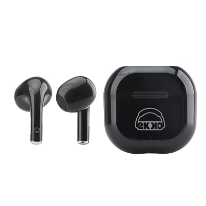 EKKO Earbeats T02 Truly Wireless in-Ear Earbuds with 10 Hours Playback Time, 10 MM Drivers, Quick Charging, Mass Bass (Black)