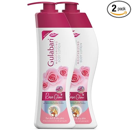 Dabur Gulabari Moisturizing Body Lotion – 800 ml (Pack of 400ml x 2) | For Men & Women | Dry Skin Care | With 100% Organic Rose Oil & Shea Butter | Dermatologically Tested | Paraben Free | 72 Hour Moisturisation
