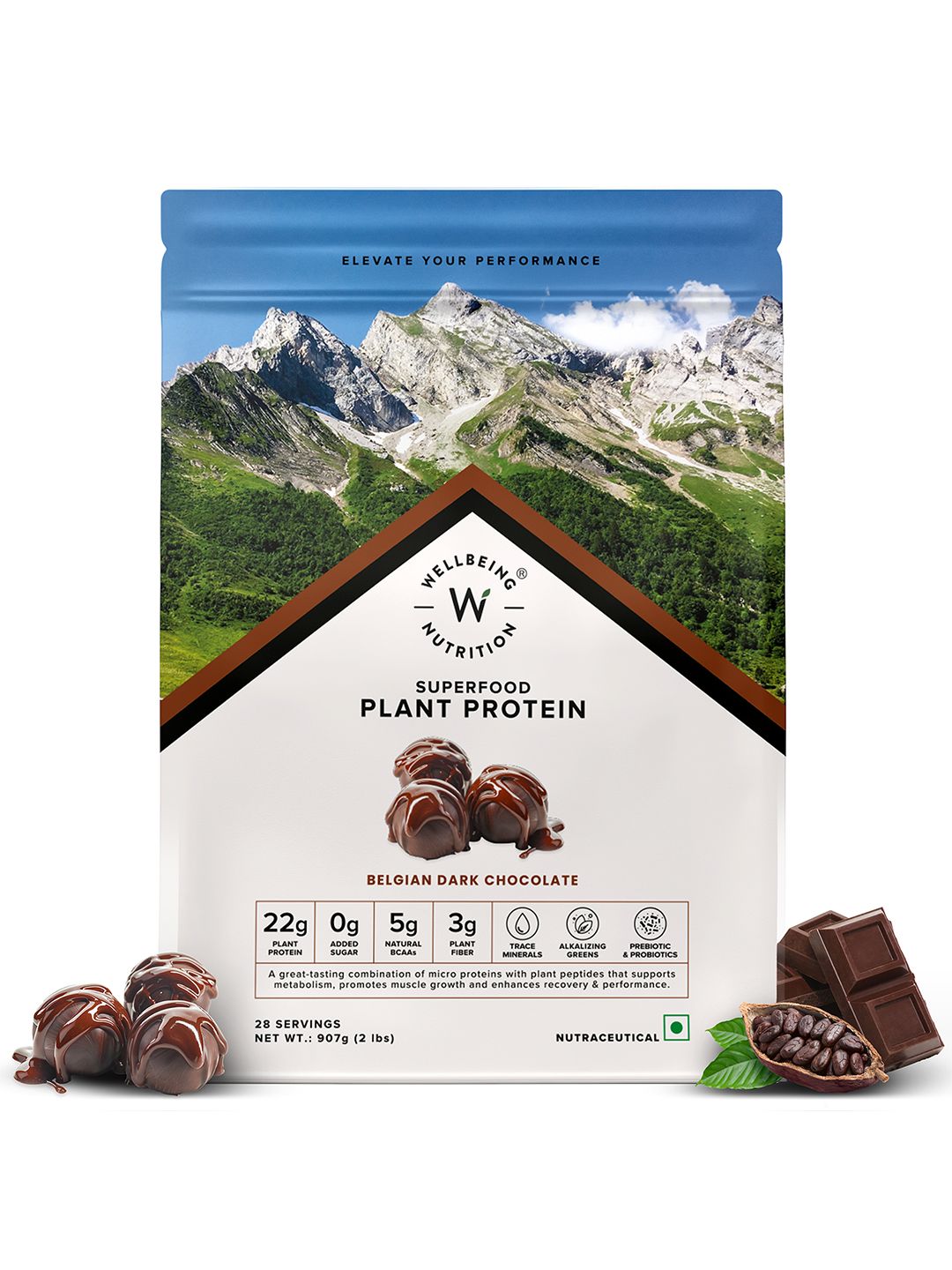 Organic Vegan Plant Protein Isolate - 907 g - Belgian Dark Chocolate