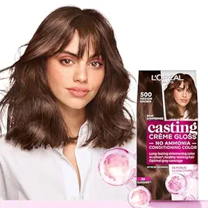 L'Oréal Paris Casting Crème Gloss Hair Color With Glycolic Gloss Complex | 5X Glossier Hair Color | Shade 500 - Medium Brown | 60g + 40ml + 60g