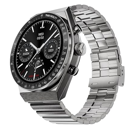 Fire-Boltt Spacewatch 36.3mm (1.43 inch) AMOLED Display, Wireless Charging, Metallic Frame, Stainless Steel Luxury Straps, Complete Health Suite, Bluetooth Calling, Sports Modes