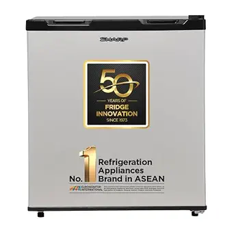 SHARP 50L 2 Star Mini Direct Cool Single Door Refrigerator |Japan 7 Shield Protection|Toughened Glass shelves (Metal Silver, SJ-MRW055N3-PSS)