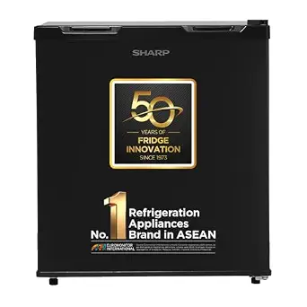 SHARP 50L 2 Star Mini Direct Cool Single Door Refrigerator |Japan 7 Shield Protection|Toughened Glass shelves (Metal Black, SJ-MRW055N3-PKS)