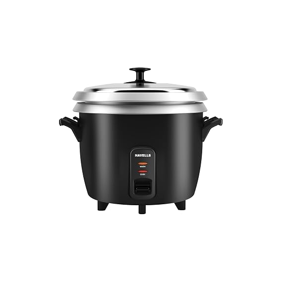 Havells RISO Plus Rice Cooker| Large 1.8 Litre| 700W| 24-Hour Keep Warm Function| Hygienic Trivet Tray| Auto-Shutoff| Spatula & Measuring Cup Included| SS Lid| 2Yr Door Step Warranty by Havells