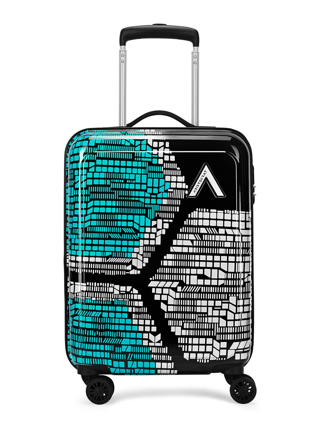 Bruce Blue Hard Luggage 54cm Cabin Trolley Bag with 8-Wheel & Combination Lock