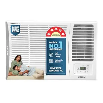 Voltas 1.5 ton 5 Star Inverter Window AC (Copper, 2-in-1 Cooling Modes, Anti-Dust Filter, 2-Way Swing, Memory Restart, Sleep Mode (185INV ELITE, White))